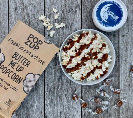 BUTTER POPCORN WITH CARAMEL SAUCE & MARSHMALLOW CREME